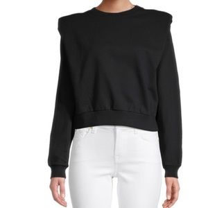 NWT. Buffalo sweatshirt with padded shoulders.  Size M. Black. Sweater.
